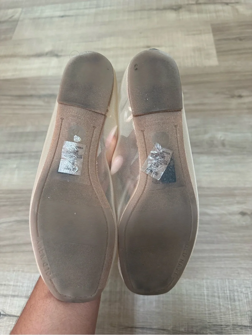 Old Navy Women’s Ballet Flat Slip-On in Nude with Black Trim